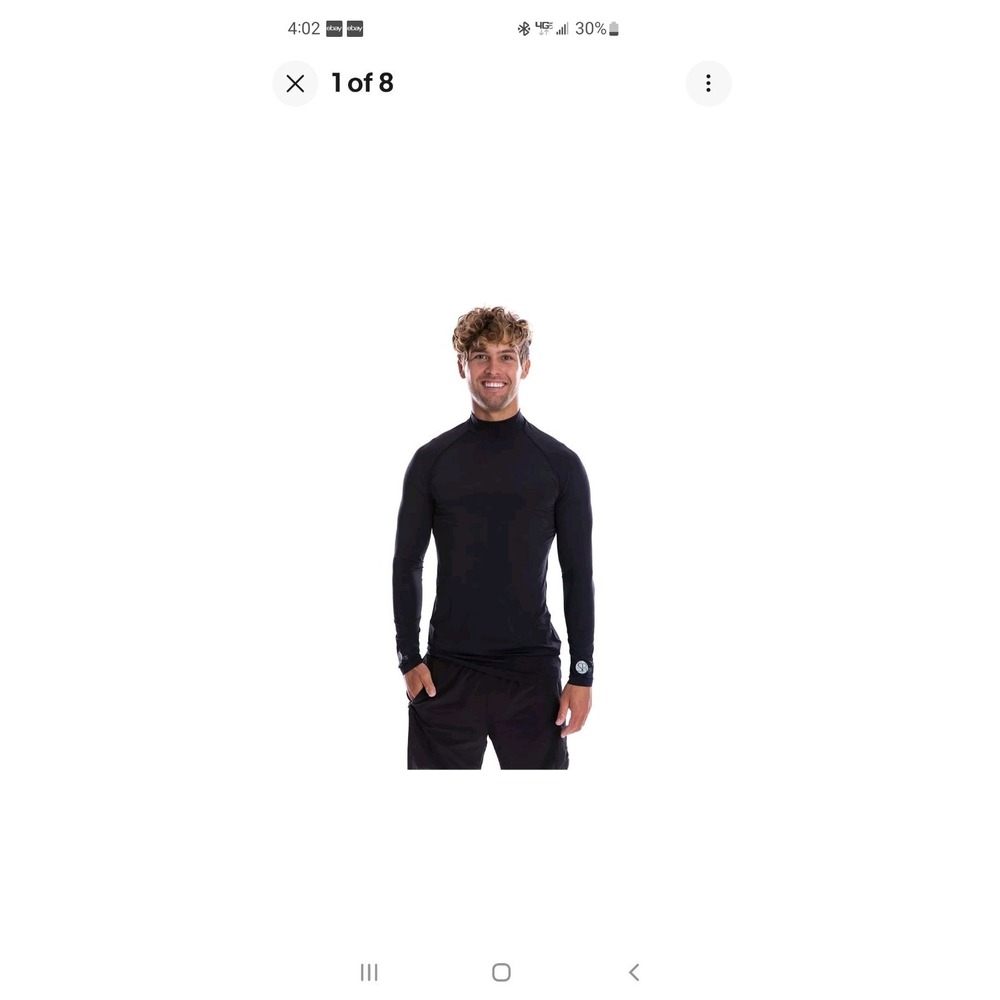SPArms Men High Neck Sun Protection Body Shirt Size L UPF 50+ Black Long Sleeve